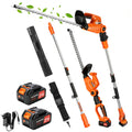 Axientro 23 in Cordless Pole Hedge Trimmer, 14ft Max Reach Extendable Electric Shrub Cutter with Dual 4.0Ah Batteries for Patio Shrubs & Trees