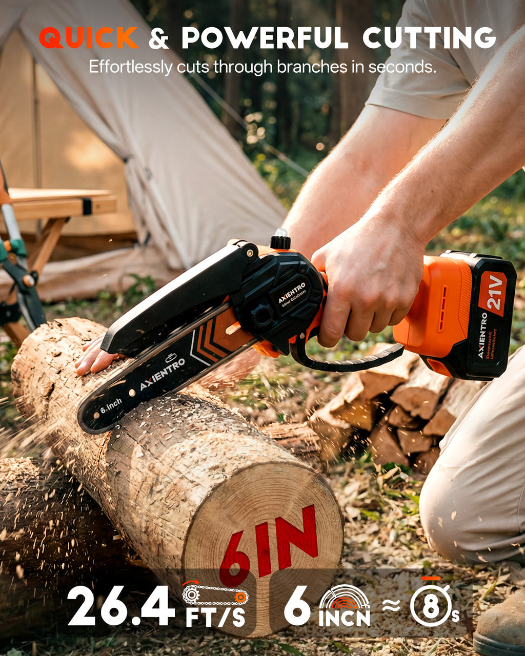 Axientro 2-in-1 Cordless Pole Saw, 6-Inch Brushless Mini Chainsaw with 16FT Extension Pole, 2 x 4.0Ah Battery & Charger, Electric Tree Trimmer for Branch, Wood Cutting
