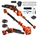 Axientro 2-in-1 Cordless Pole Saw & 8-inch Brushless Mini Chainsaw, Extendable Tree Trimmer with 16ft Max Reach, 2x 4.0Ah Batteries, Replacement Chain