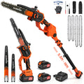Axientro 3-in-1 Cordless Pole Saw with 8"/10" Brushless Mini Chainsaw, 16FT Extension Pole, 2 x 4.0Ah Battery & Charger, Tree Trimmer for Branch, Wood Cutting