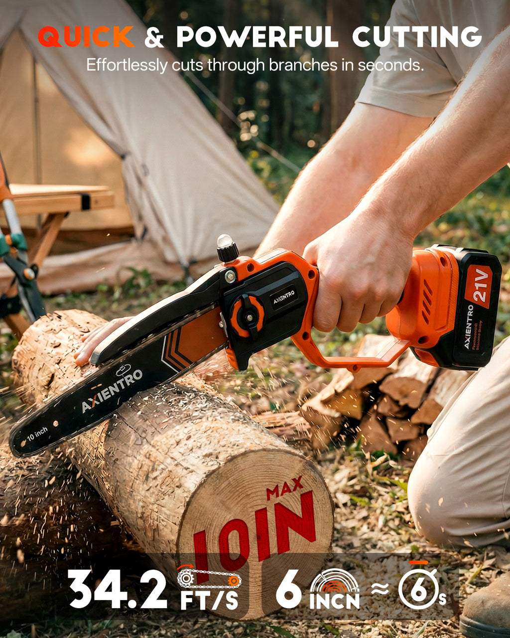 Axientro 3-in-1 Cordless Pole Saw with 8"/10" Brushless Mini Chainsaw, 16FT Extension Pole, 2 x 4.0Ah Battery & Charger, Tree Trimmer for Branch, Wood Cutting