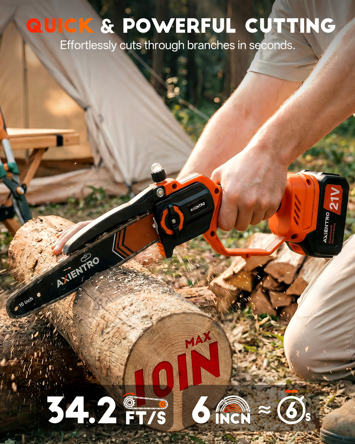 Axientro 3-in-1 Cordless Pole Saw with 8"/10" Brushless Mini Chainsaw, 16FT Extension Pole, 2 x 4.0Ah Battery & Charger, Tree Trimmer for Branch, Wood Cutting