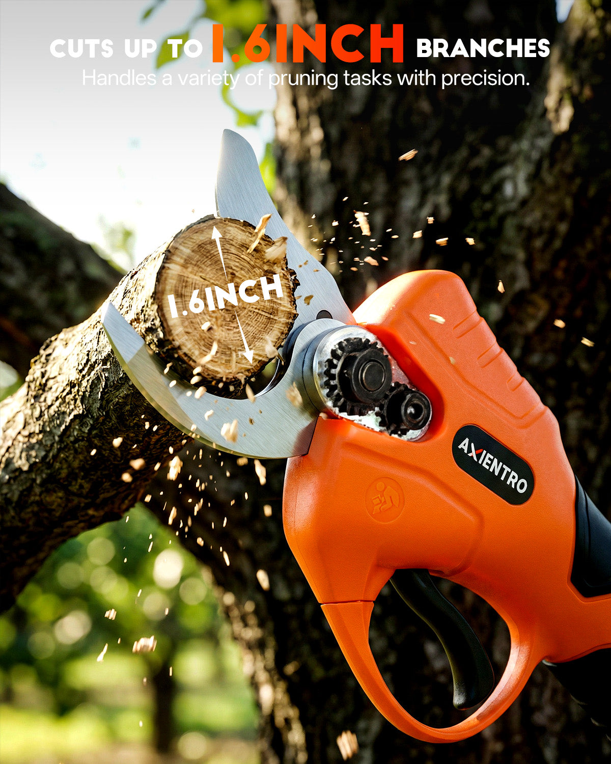 Axientro 4-in-1 Cordless Pole Saw & Electric Pruning Shears Combo, 880W Brushless Tree Trimmer, 16FT Reach with Two 4.0Ah Batteries